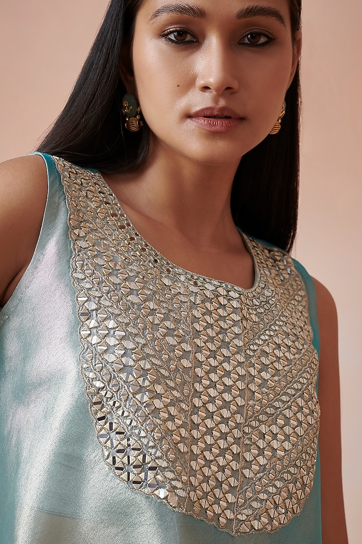 Turquoise Embroidered Co-Ord Set by Suhino at Pernia's Pop Up Shop