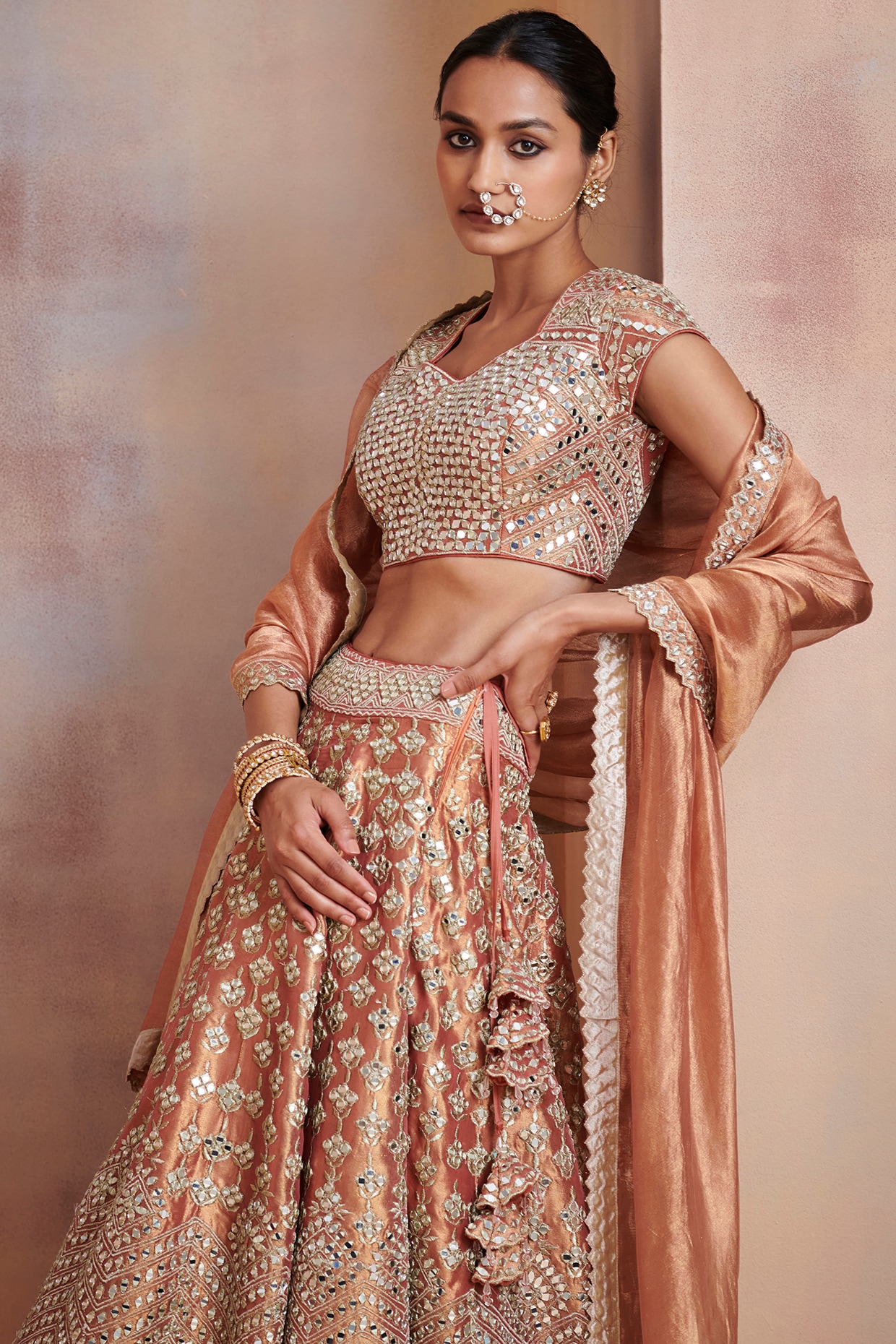 $129 - $193 - Rust Dori Work Lehenga Choli and Rust Dori Work Chaniya Choli  Online Shopping