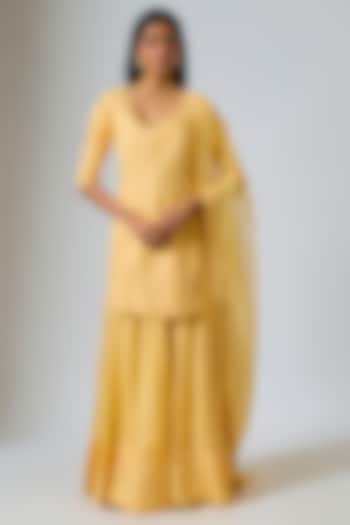 Yellow Organza Dori Work Wedding Sharara Set by Suhino at Pernia's Pop Up Shop