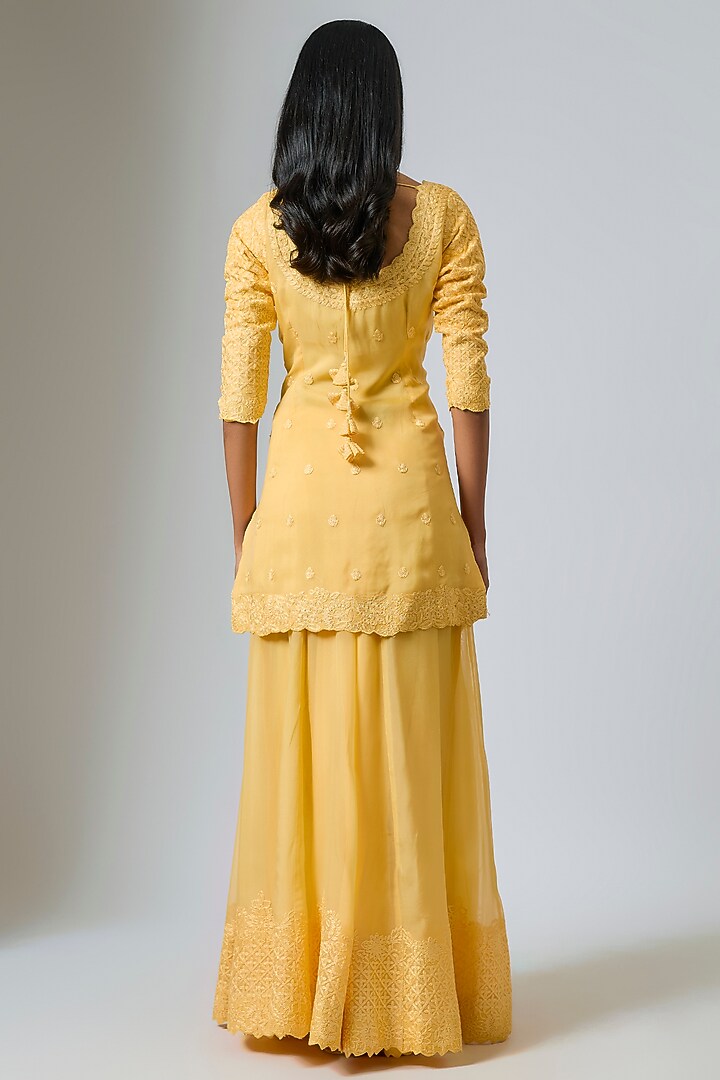Yellow Organza Dori Work Wedding Sharara Set by Suhino at Pernia's Pop Up Shop