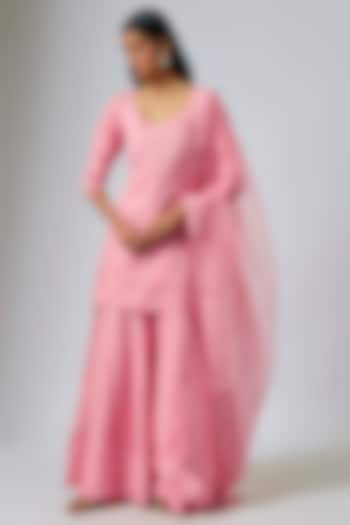 Pink Organza Dori Work Wedding Sharara Set by Suhino at Pernia's Pop Up Shop