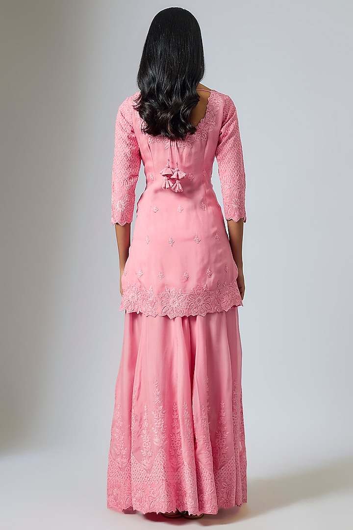 Pink Organza Dori Work Wedding Sharara Set by Suhino at Pernia's Pop Up Shop
