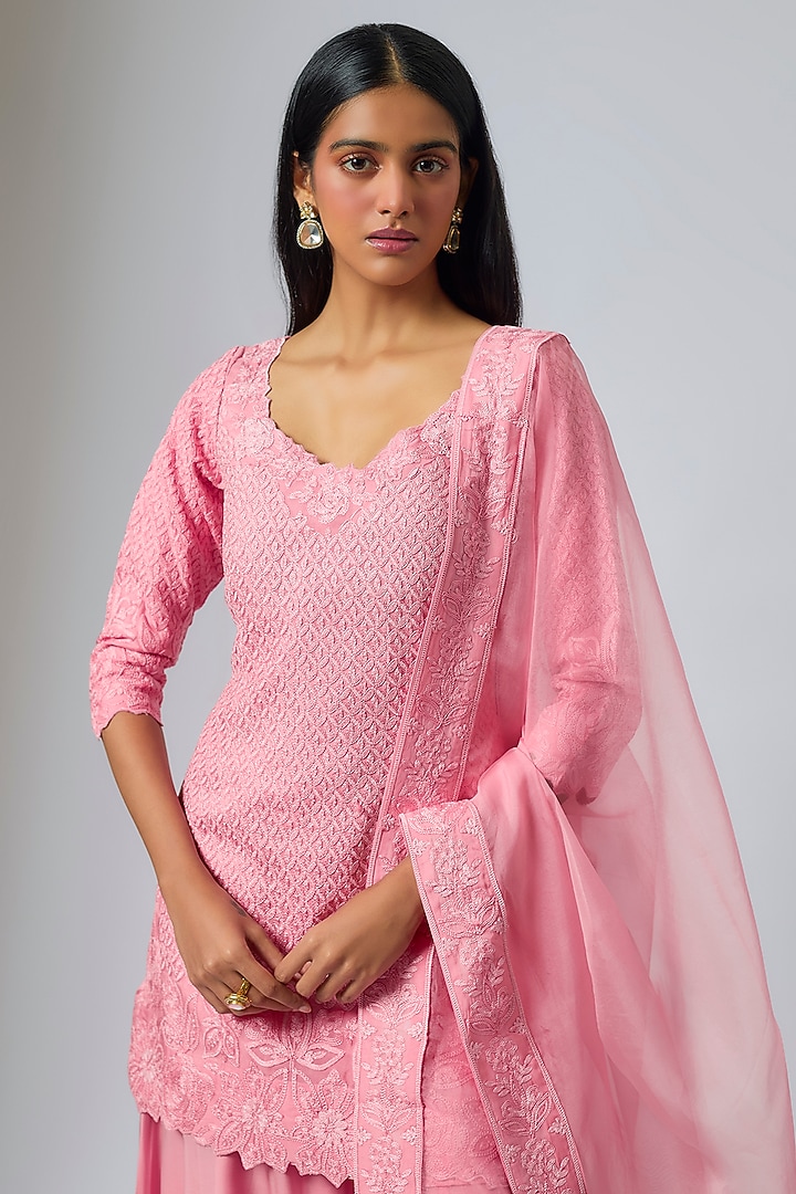 Pink Organza Dori Work Wedding Sharara Set by Suhino at Pernia's Pop Up Shop
