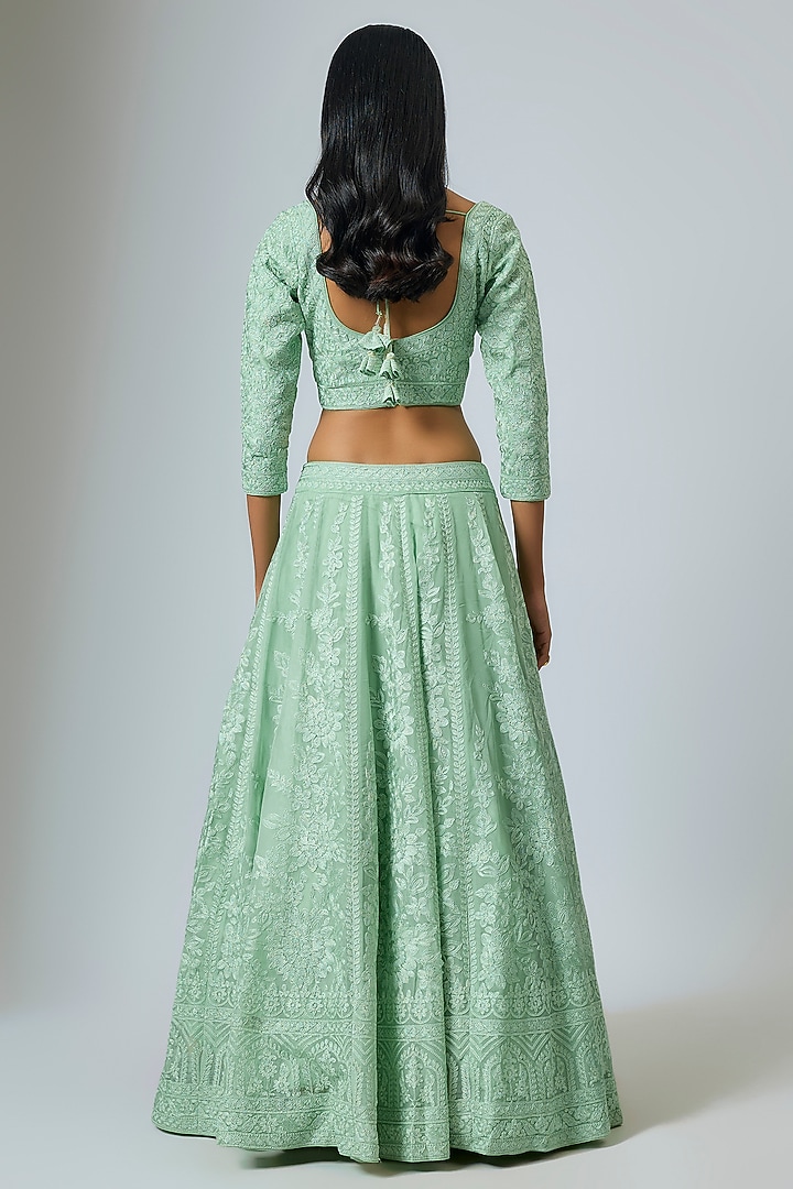Aqua Organza Dori Work Kali Wedding Lehenga Set by Suhino at Pernia's Pop Up Shop
