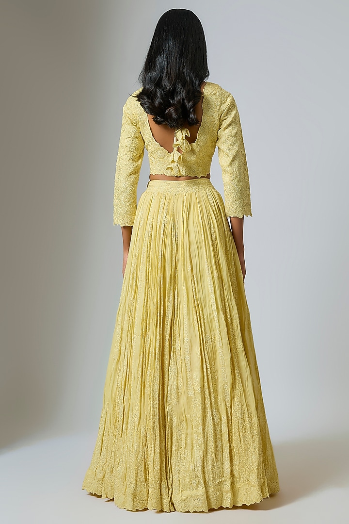 Yellow Organza Dori Work Wedding Lehenga Set by Suhino at Pernia's Pop Up Shop