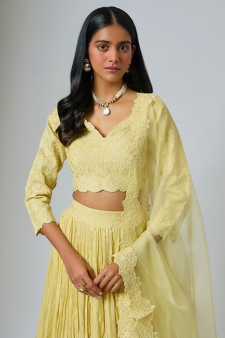 Yellow Organza Dori Work Wedding Lehenga Set by Suhino at Pernia's Pop Up Shop