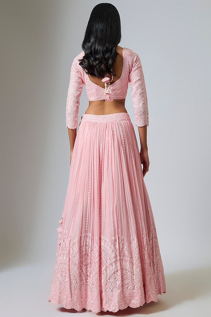 Pink Organza Dori Work Kali Wedding Lehenga Set by Suhino at Pernia's Pop Up Shop