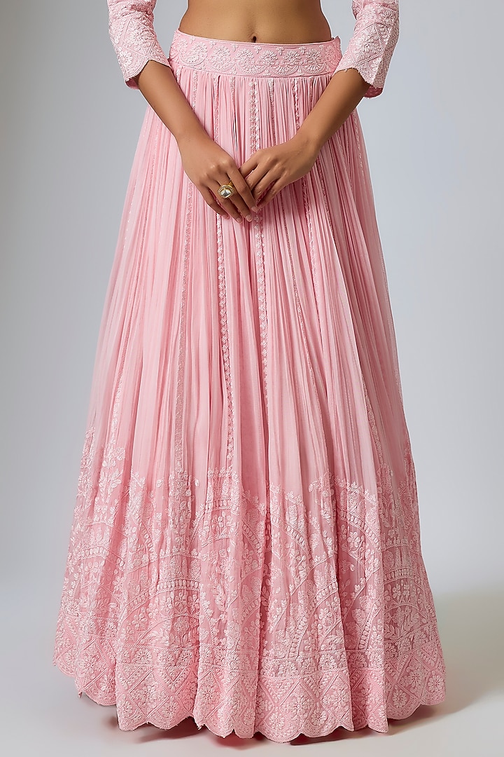 Pink Organza Dori Work Kali Wedding Lehenga Set by Suhino at Pernia's Pop Up Shop