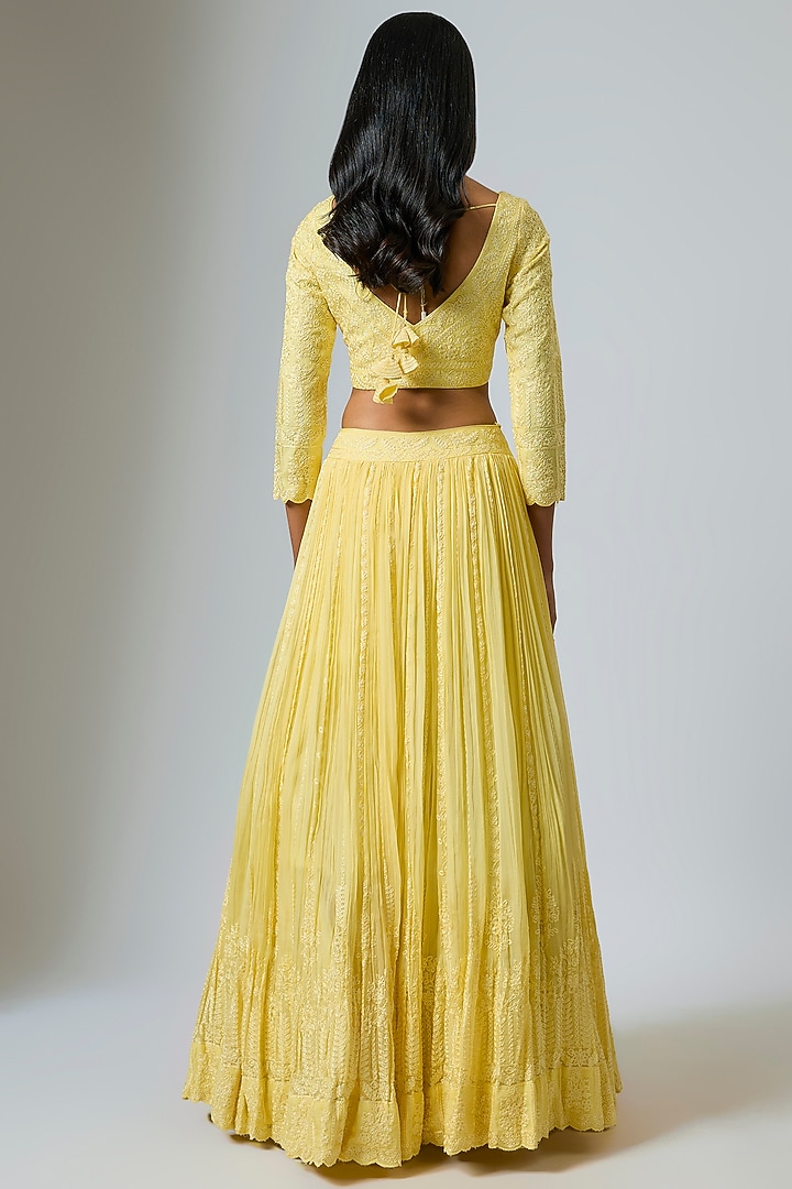 Yellow Organza Dori Work Wedding Lehenga Set by Suhino at Pernia's Pop Up Shop