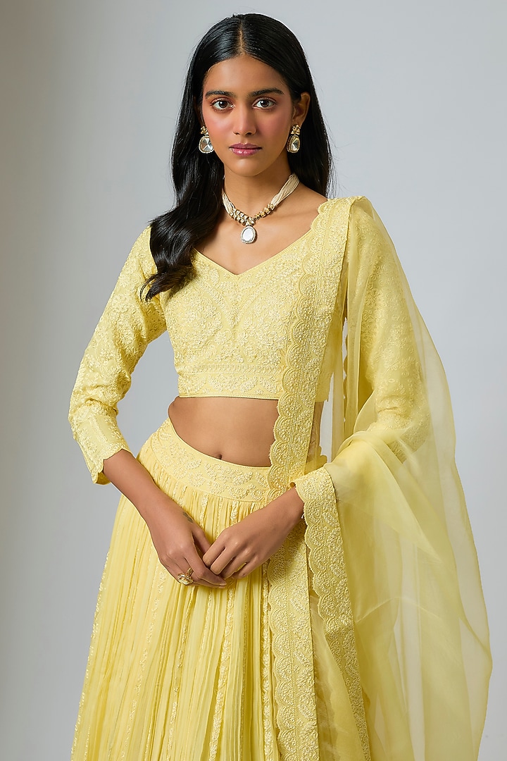 Yellow Organza Dori Work Wedding Lehenga Set by Suhino at Pernia's Pop Up Shop