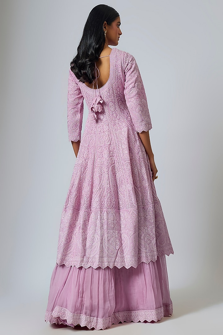 Lilac Organza Dori Work Wedding Anarkali Set by Suhino at Pernia's Pop Up Shop