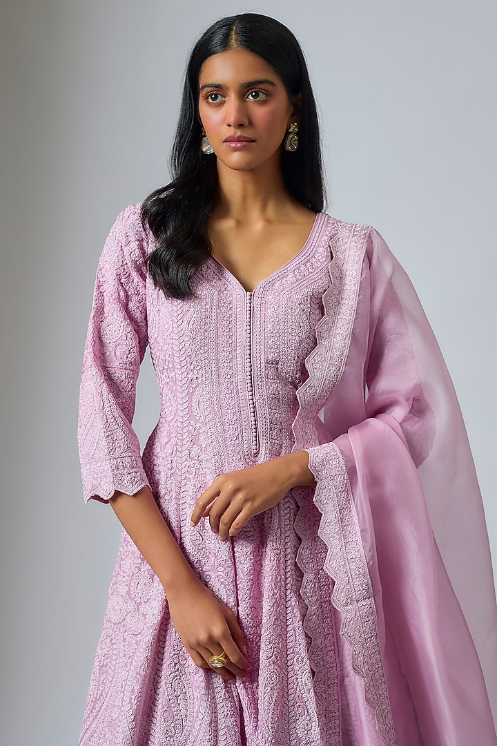 Lilac Organza Dori Work Wedding Anarkali Set by Suhino at Pernia's Pop Up Shop