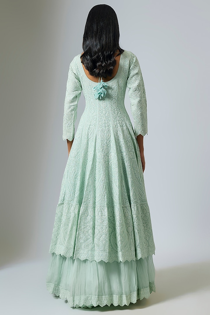 Aqua Organza Dori Work Wedding Anarkali Set by Suhino at Pernia's Pop Up Shop