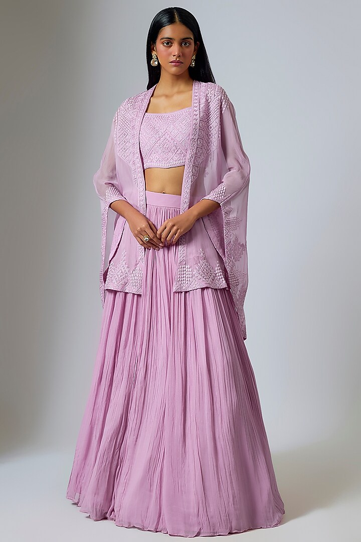 Purple Organza Dori Work Cape Set by Suhino at Pernia's Pop Up Shop