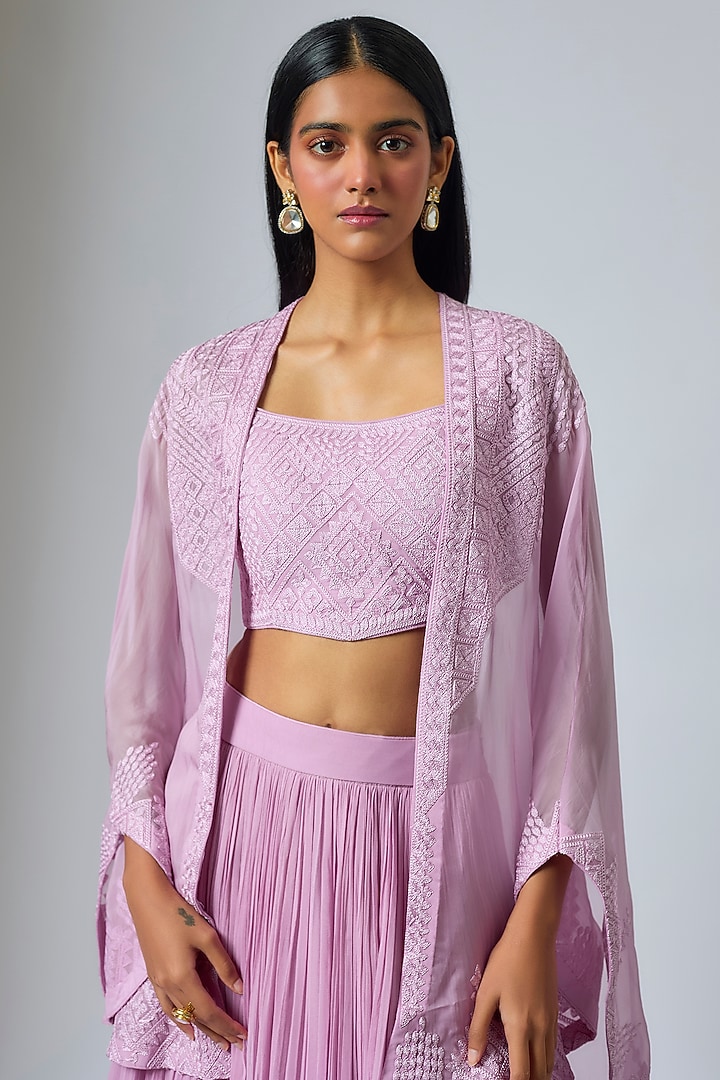 Purple Organza Dori Work Cape Set by Suhino at Pernia's Pop Up Shop