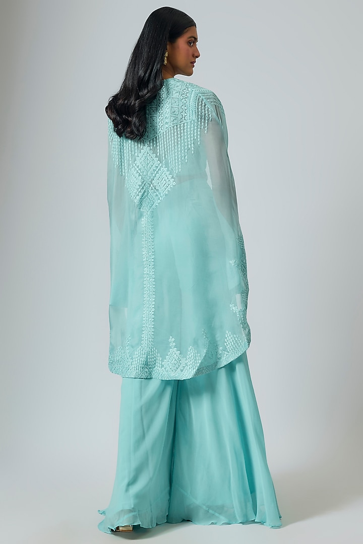 Blue Organza Dori Work Cape Set by Suhino at Pernia's Pop Up Shop