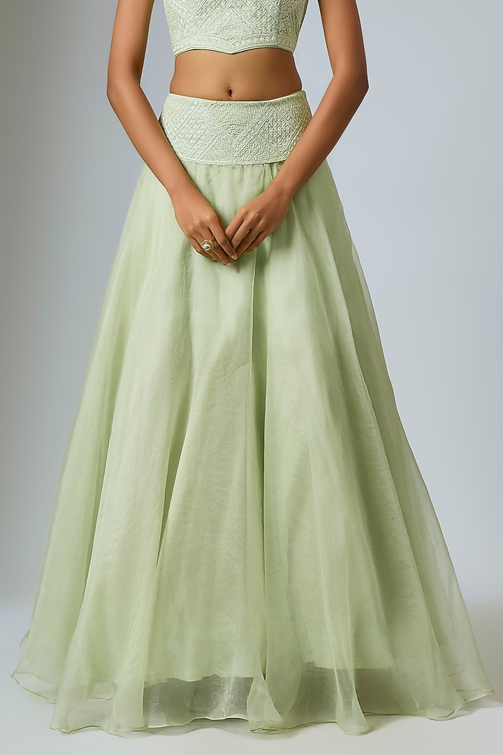 Pista Green Organza Dori Work Cape Set by Suhino at Pernia's Pop Up Shop