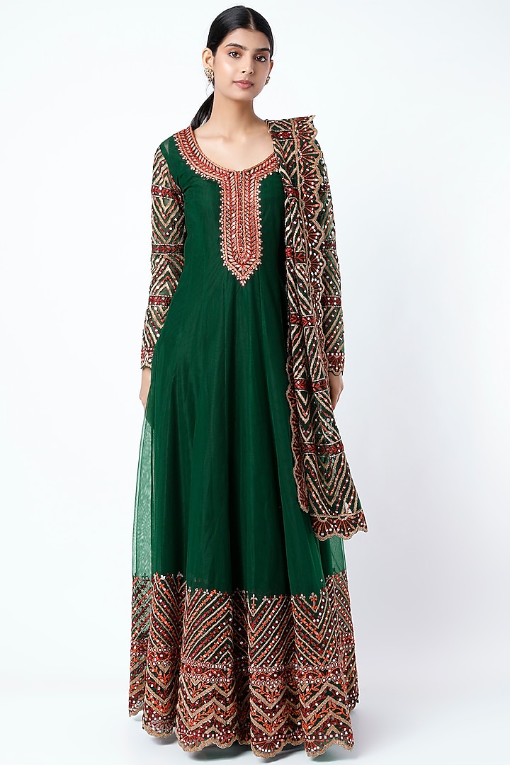 Evergreen Embroidered Anarkali Set by Suhino