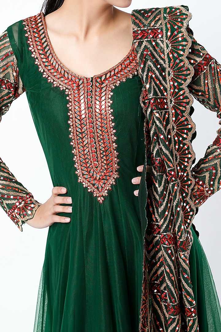 Evergreen Embroidered Wedding Anarkali Set by Suhino at Pernia's Pop Up Shop