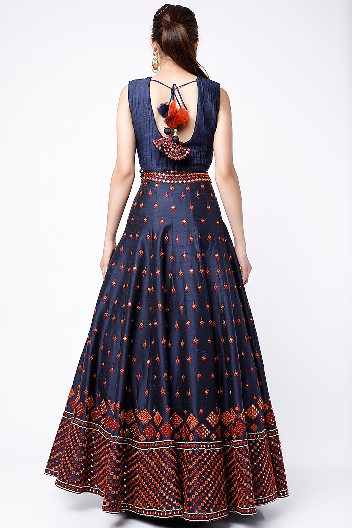 Midnight Blue Embroidered Wedding Lehenga Set by Suhino at Pernia's Pop Up Shop