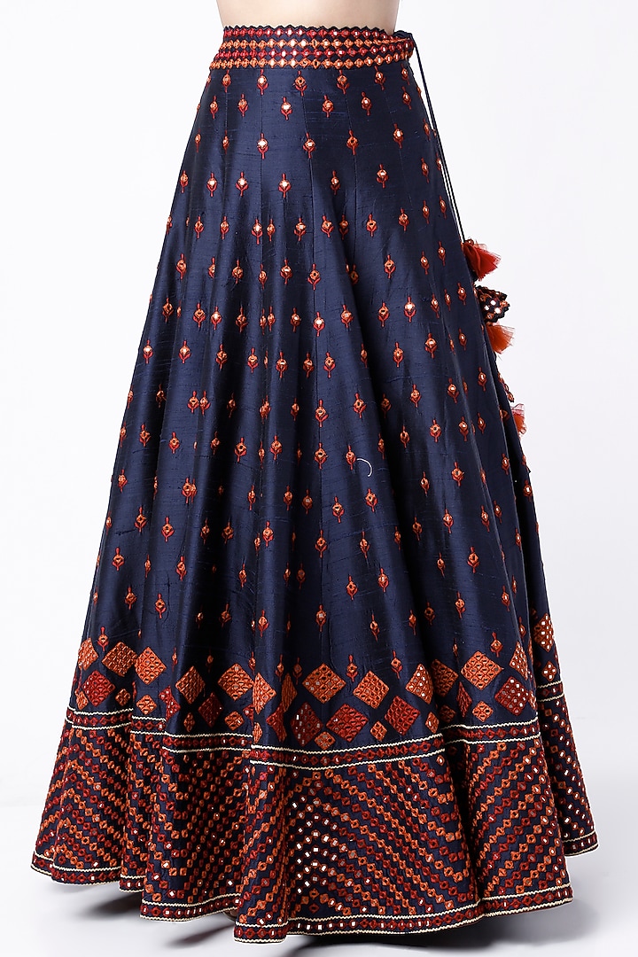 Midnight Blue Embroidered Wedding Lehenga Set by Suhino at Pernia's Pop Up Shop