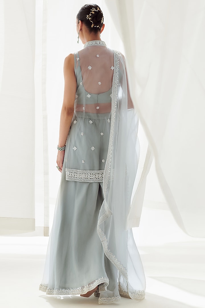 Grey Organza Wedding Sharara Set by Suhino at Pernia's Pop Up Shop