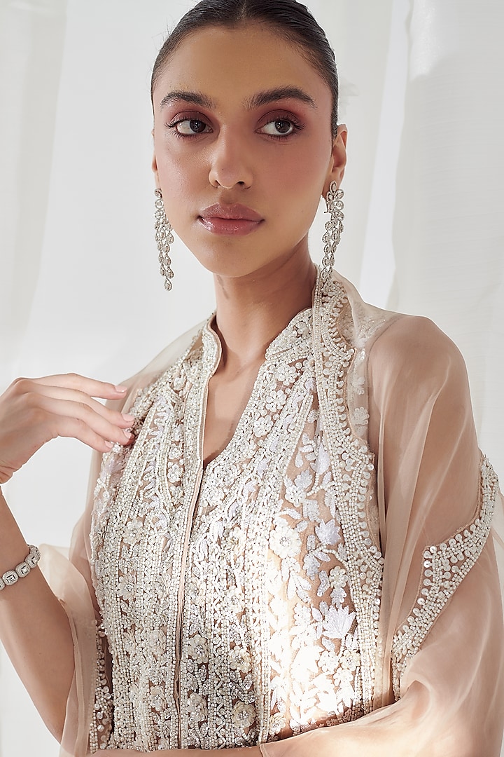Beige Organza Wedding Sharara Set by Suhino at Pernia's Pop Up Shop