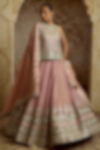 Purple Tissue Mirror Embroidered Wedding Lehenga Set by Suhino at Pernia's Pop Up Shop