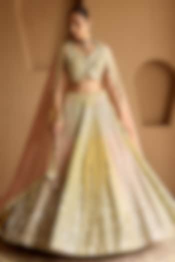 Multi-Colored Tissue Mirror Embroidered Wedding Lehenga Set by Suhino at Pernia's Pop Up Shop