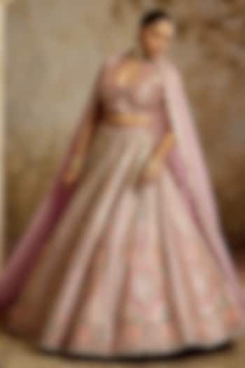 Purple Slub Silk Mirror Embroidered Wedding Lehenga Set by Suhino at Pernia's Pop Up Shop