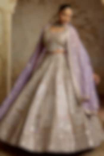 Purple Tissue Mirror Embroidered Wedding Lehenga Set by Suhino at Pernia's Pop Up Shop