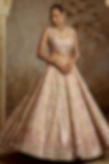 Ivory Tissue Mirror Embroidered Wedding Lehenga Set by Suhino at Pernia's Pop Up Shop