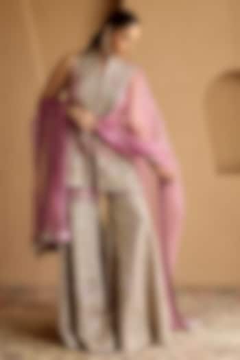 Lilac Tissue Mirror & Zari Embroidered Gharara Set by Suhino at Pernia's Pop Up Shop