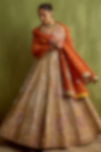 Yellow Slub Silk Gota & Zari Embroidered Wedding Lehenga Set by Suhino at Pernia's Pop Up Shop