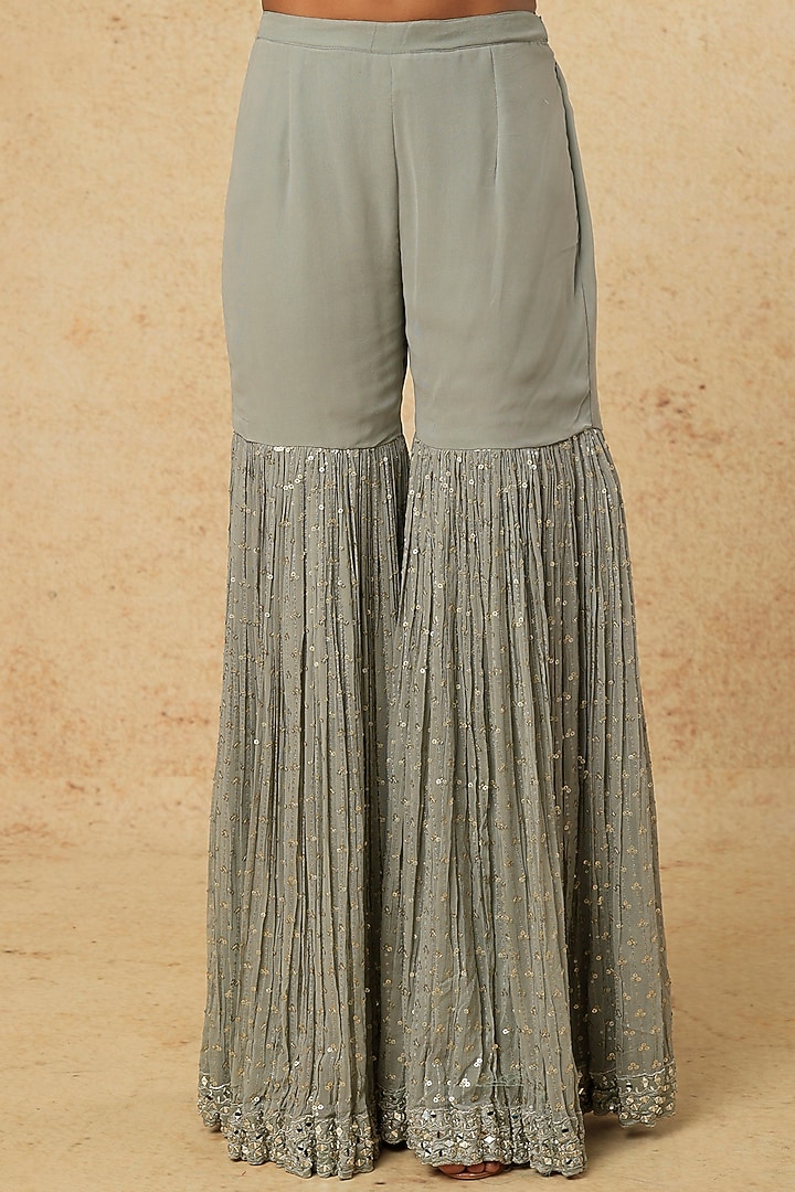 Grey Embroidered Wedding Anarkali Set by Suhino at Pernia's Pop Up Shop