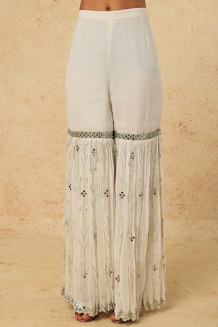 Green Silk Embroidered Gharara Set by Suhino at Pernia's Pop Up Shop