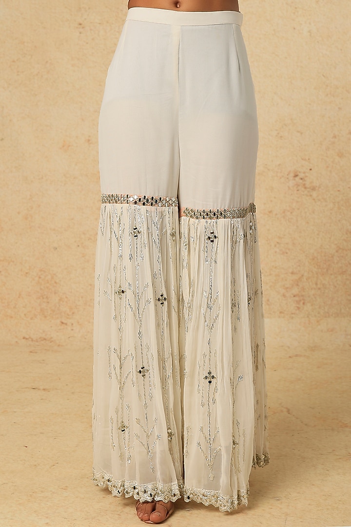 Peach Silk Embroidered Gharara Set by Suhino at Pernia's Pop Up Shop