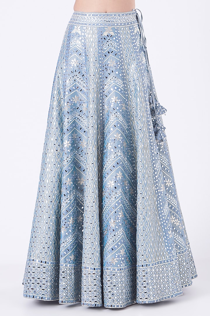 Ice Blue Embroidered Wedding Lehenga Set by Suhino at Pernia's Pop Up Shop