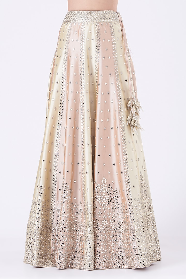 Soft Beige & Peach Embroidered Wedding Lehenga Set by Suhino at Pernia's Pop Up Shop