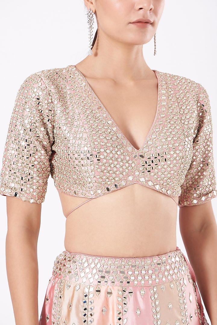 Peach & Blush Pink Embroidered Wedding Lehenga Set by Suhino at Pernia's Pop Up Shop