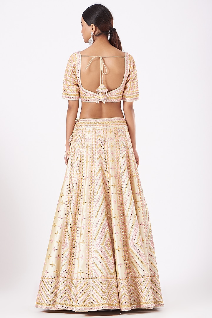 Soft Beige Embroidered Wedding Lehenga Set by Suhino at Pernia's Pop Up Shop