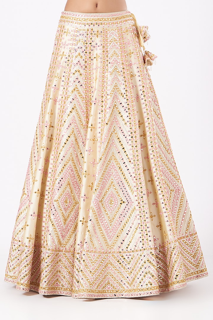 Soft Beige Embroidered Wedding Lehenga Set by Suhino at Pernia's Pop Up Shop