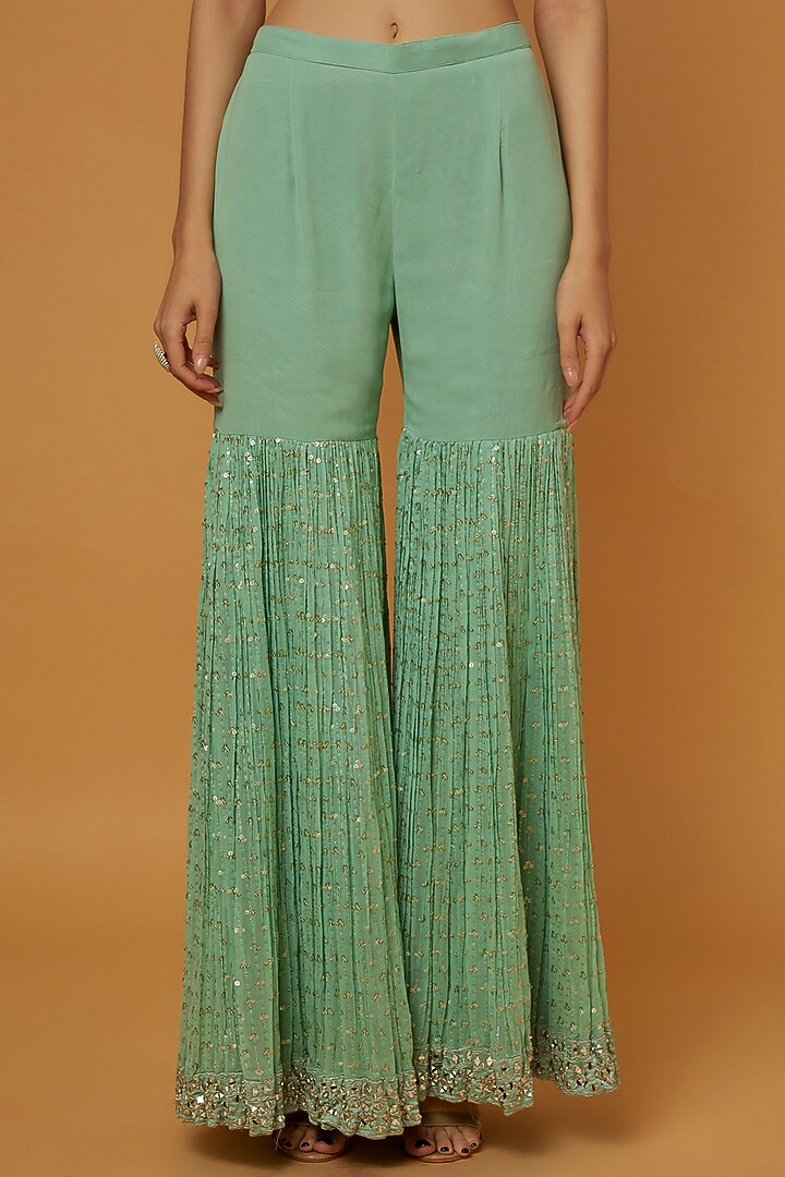 Aqua Embroidered Wedding Anarkali Set by Suhino at Pernia's Pop Up Shop