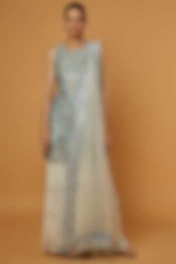 Off-White Slub Silk Gota Embroidered Gharara Set by Suhino at Pernia's Pop Up Shop