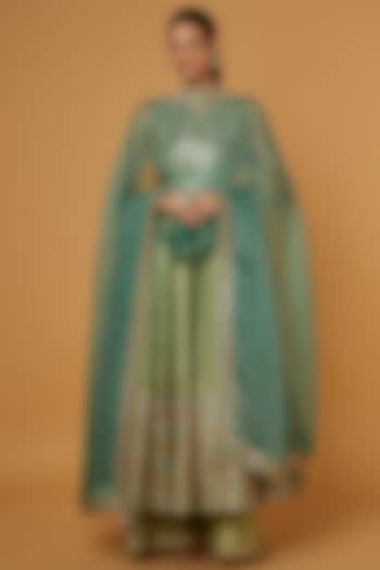 Pista Green Embroidered Anarkali Set by Suhino