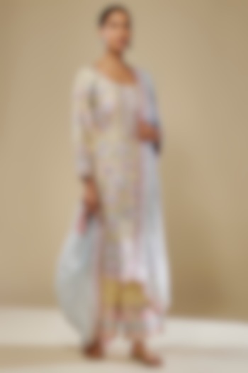 Yellow Organza Mirror Embroidered Kurta Set by Suhino at Pernia's Pop Up Shop