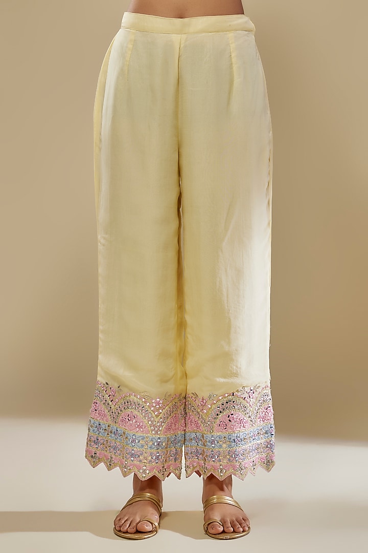 Yellow Organza Mirror Embroidered Kurta Set by Suhino at Pernia's Pop Up Shop
