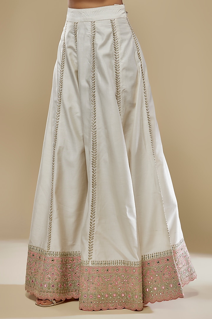 White Slub Silk Gota Embroidered Wedding Sharara Set by Suhino at Pernia's Pop Up Shop