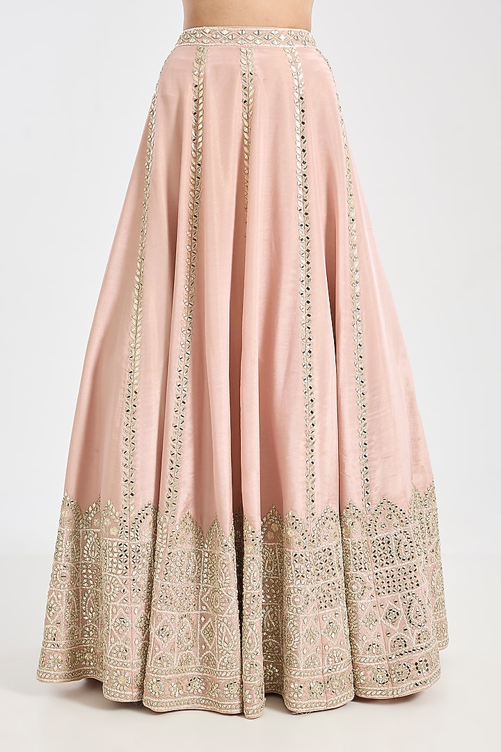Peach Tissue Embroidered Wedding Lehenga Set by Suhino at Pernia's Pop Up Shop