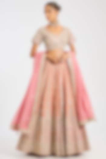 Pink Tissue Mirror Embroidered Wedding Lehenga Set by Suhino at Pernia's Pop Up Shop